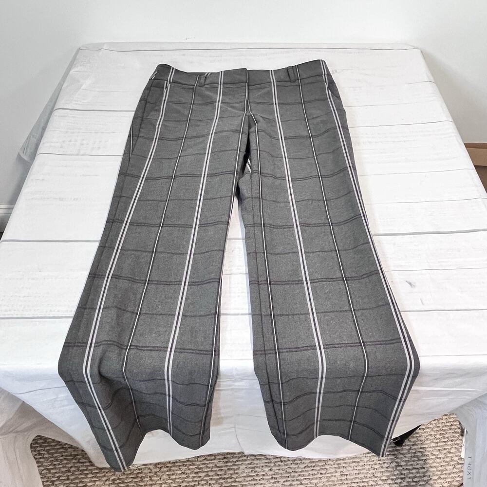 Ann Taylor Loft Pants size 4 Marisa Trouser Gray Purple Plaid Stretch Career - Picture 2 of 7
